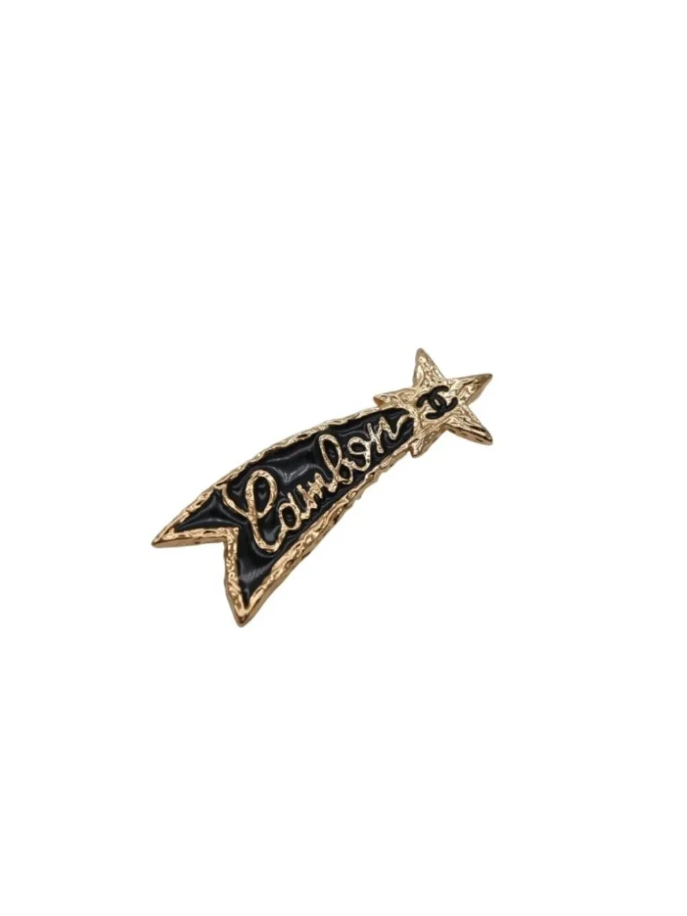 Chanel Brooch Shooting Star CC Logo Cambon Resin Metal Gold Black